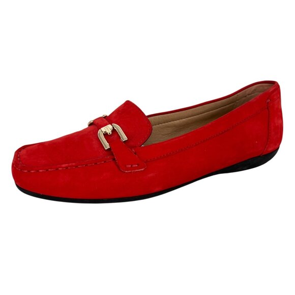 GEOX Annytah Red Suede Womens Loafers Size 40 EU 10 US - Picture 1 of 16
